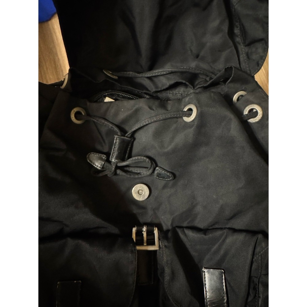PRADA Vintage Black Tessuto Nylon Backpack Medium Triangle Logo Bag Italy 31 - Picture 15 of 16